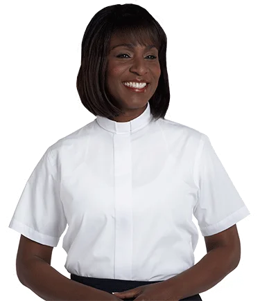 women robes made of luxurious silkTab Collar Clergy Shirt Short Sleeve for Women