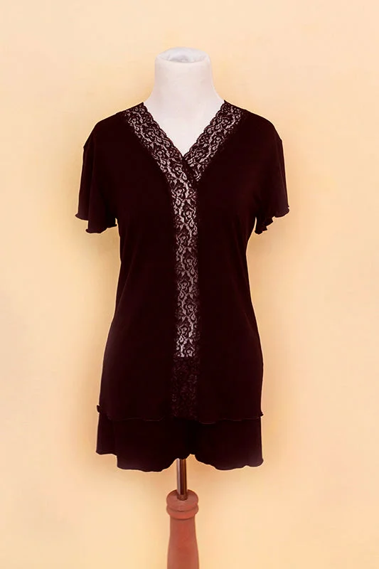 women robes with pockets for convenienceUltra Soft Bamboo Lace Pajama Set