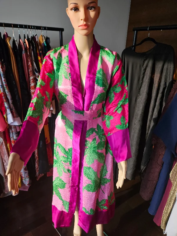 women robes with a hand - painted designVivian silk kimono robe