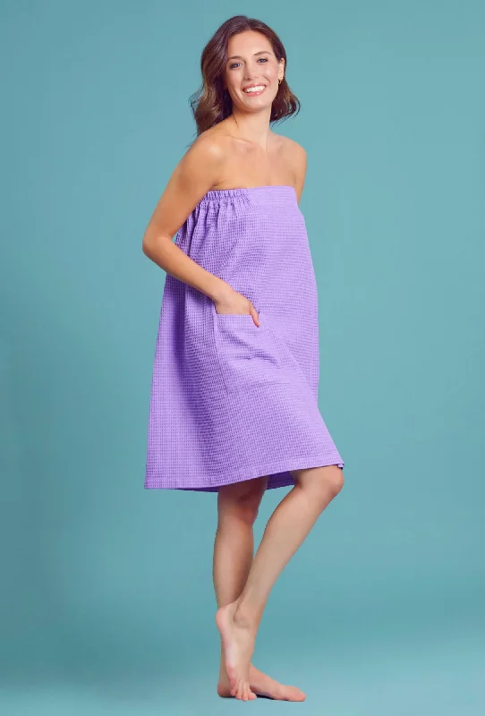 Women's Waffle Weave Spa/Bath Lavendar Wrap with Adjustable Closure