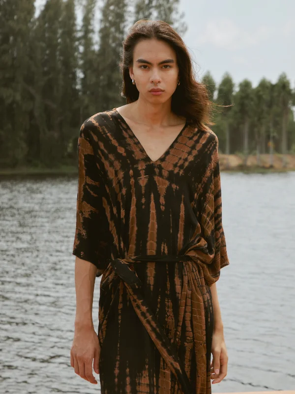 Zen Unisex Kaftan - Black/Brown