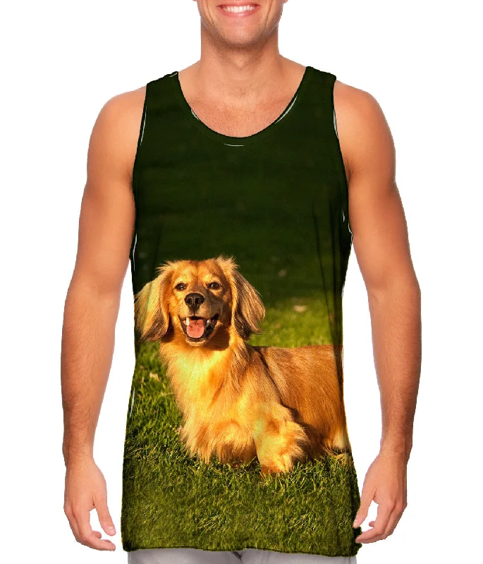 Plus Size Women's Glitter - Trimmed Tank Tops for Party NightsDachshund Laying Around