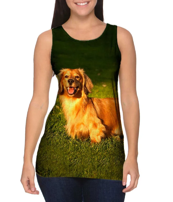 Women's Longline Tank Tops with Abstract PrintsDachshund Laying Around