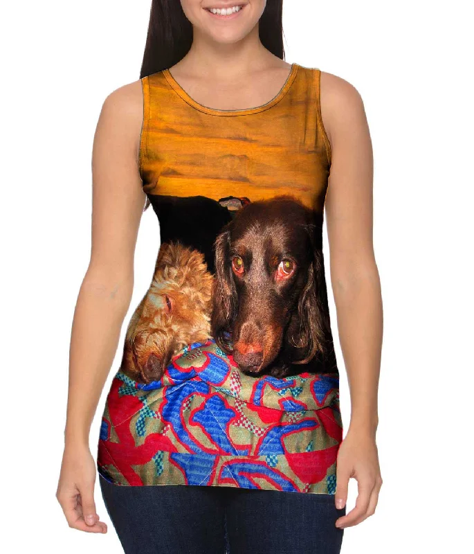 Plus Size Women's Criss - Cross Back Tank Tops in Neon ColorsDachshund Nap Time