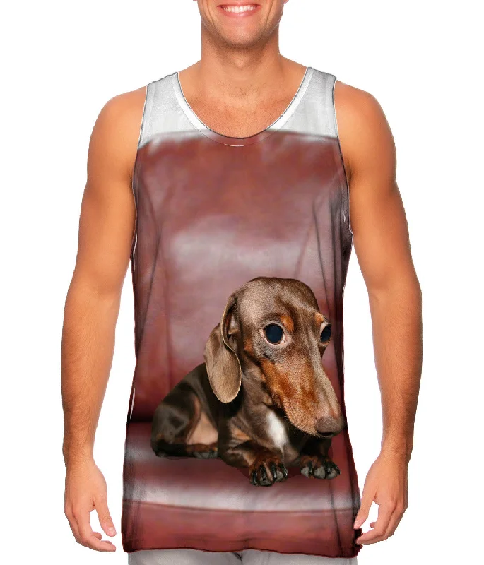 Square Neck Women's Organic Cotton Tank Tops in Earth TonesDachshund Red Leather Couch Square Neck Women's Organic Cotton Tank Tops in Earth TonesDachshund Red Leather Couch