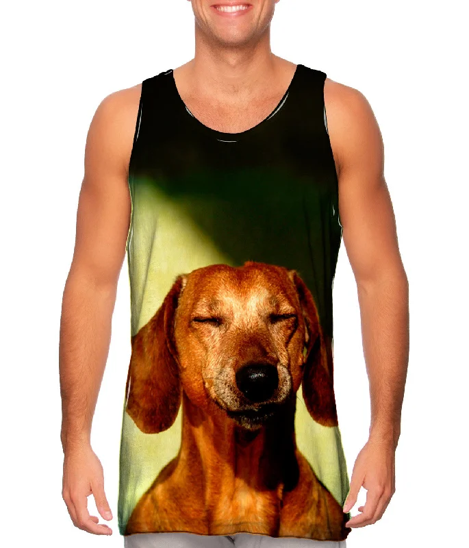 Scoop Neck Women's Linen Blend Tank Tops for SummerDachshund Smile