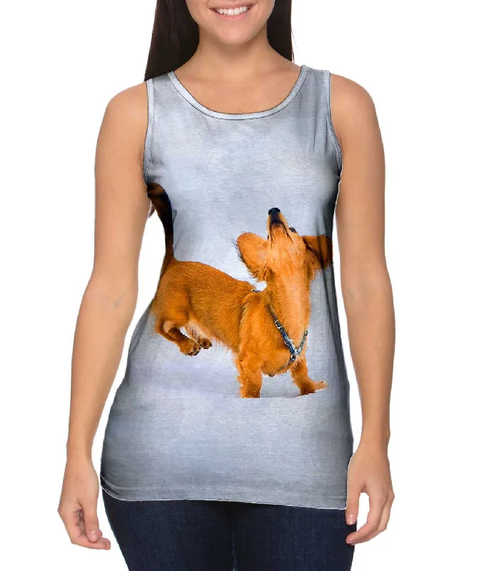 Women's Spaghetti Strap Tank Tops with Geometric PatternsDachshund Snow Dance