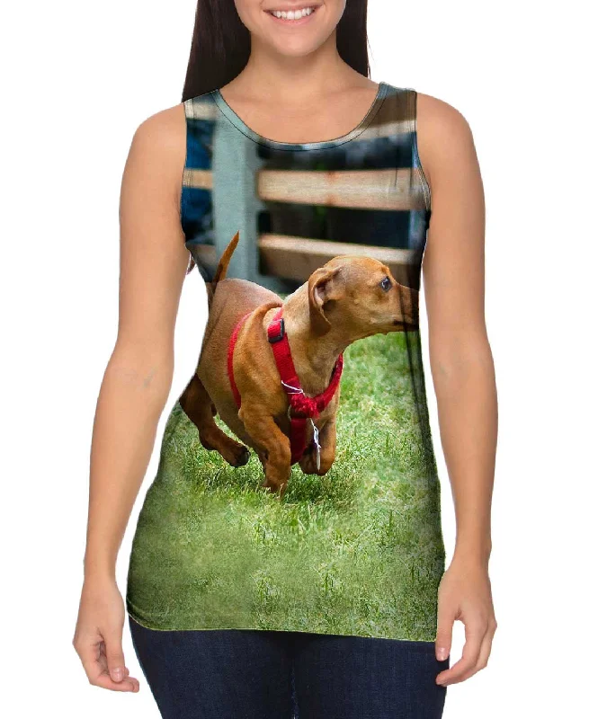 Women's Cropped Tank Tops with Vintage Band LogosDachshund Sprint