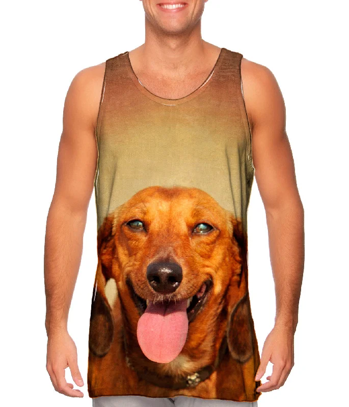 Mock Neck Women's Performance Tank Tops for CyclingDachshund Sunshine