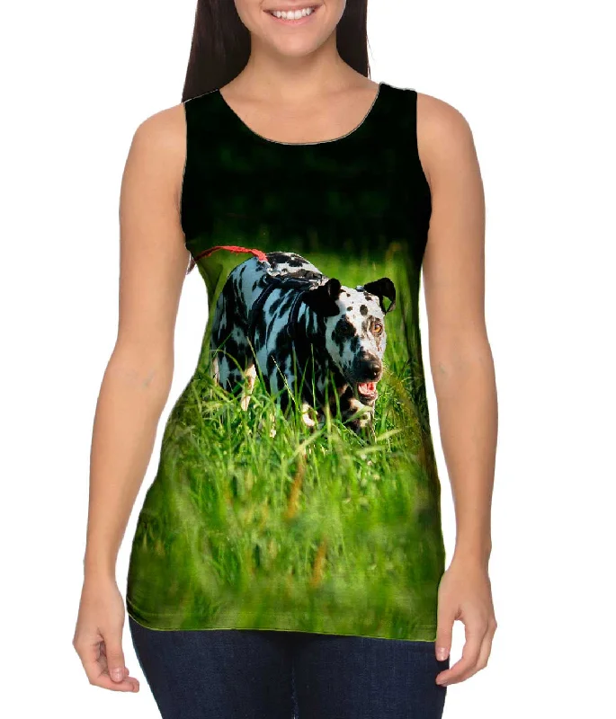 Scoop Neck Women's Linen Blend Tank Tops for SummerDalmation On Hunt