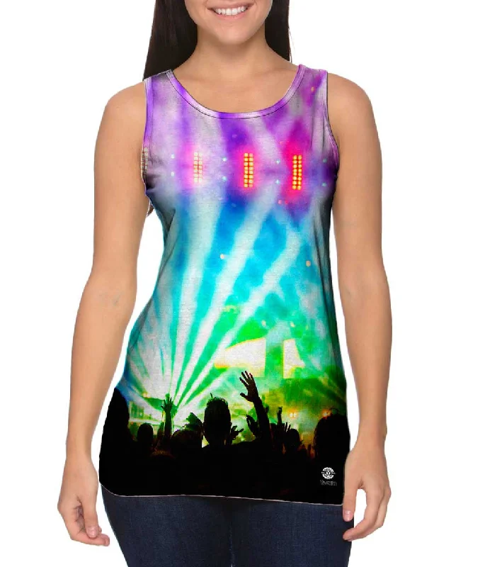 Plus Size Women's Side - Slit Tank Tops in Metallic ShadesDance Music Makes Me Live