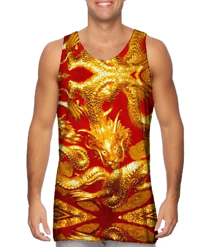 One - Shoulder Women's Rayon Blend Tank Tops for a Flowy LookDancing Gold Dragon