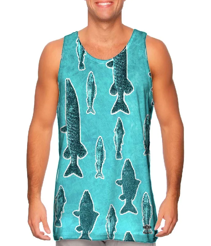 Square Neck Women's Organic Cotton Tank Tops in Earth TonesDapper Green Fish