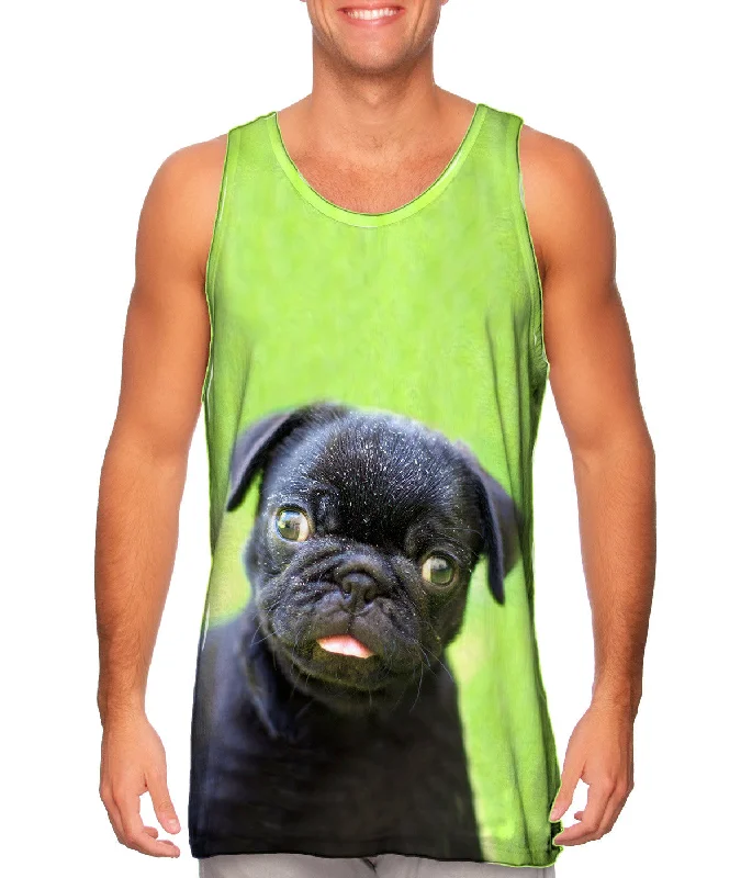 Scoop Neck Women's Linen Blend Tank Tops for SummerDark Baby Pug