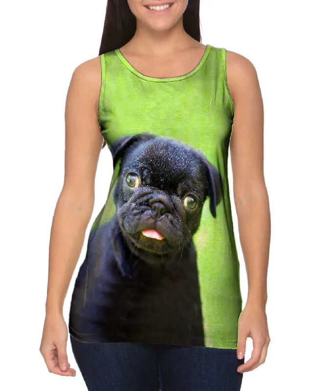 Plus Size Women's Ruffled Hem Tank Tops with Floral PrintsDark Baby Pug