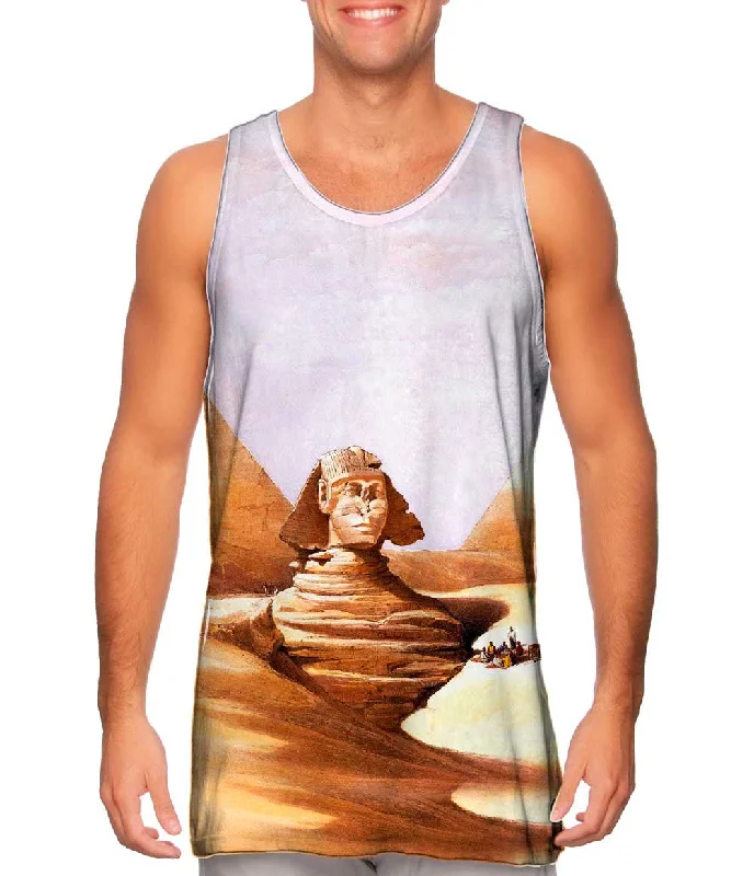 Mock Neck Women's Performance Tank Tops for CyclingDavid Roberts - "The Great Sphinx Pyramids Of Giza" (1839) Mock Neck Women's Performance Tank Tops for CyclingDavid Roberts - "The Great Sphinx Pyramids Of Giza" (1839)