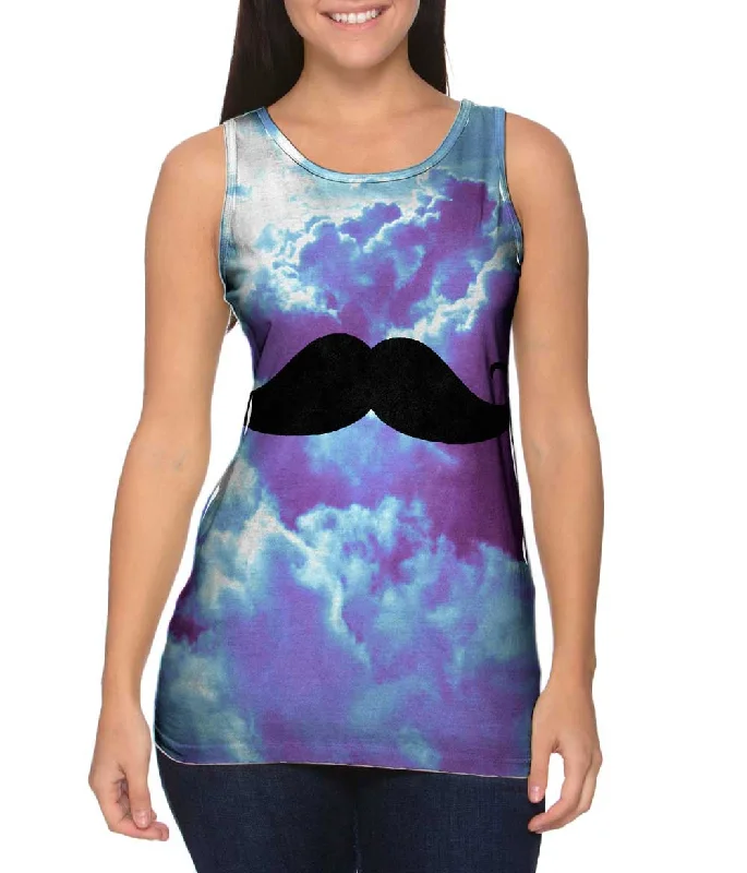 Women's Longline Tank Tops with Abstract PrintsDaydreaming About Moustache Hipster