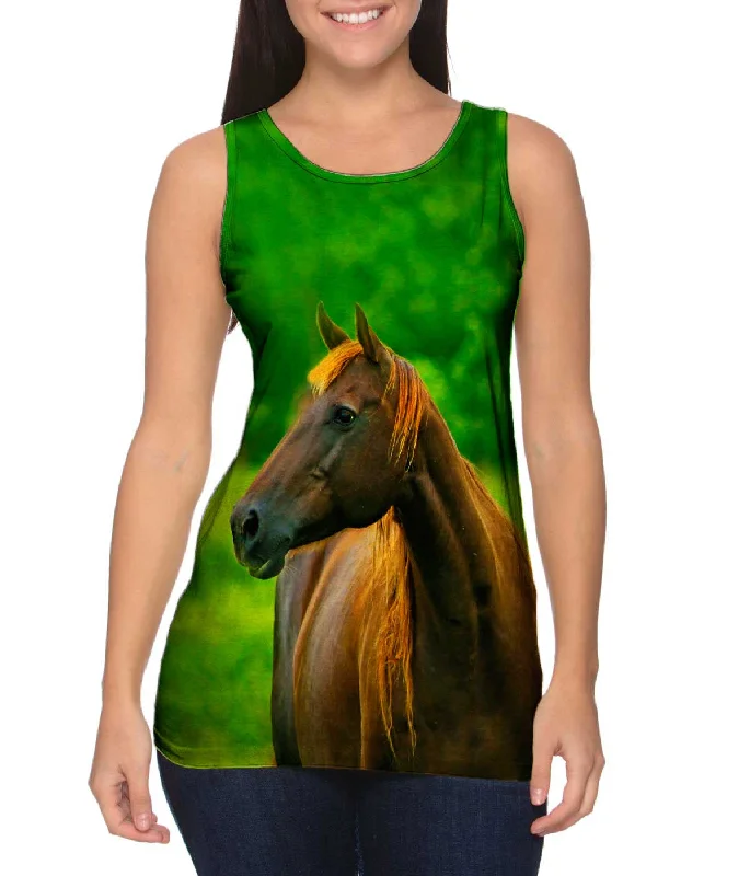 Scoop Neck Women's Linen Blend Tank Tops for SummerDecisive Horse