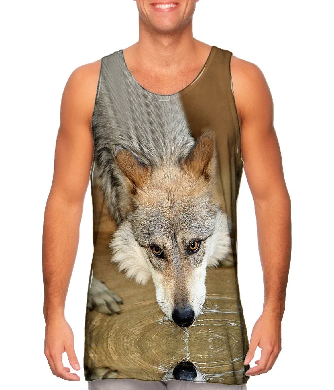 Women's Longline Tank Tops with Abstract PrintsDeep Stare Wolf