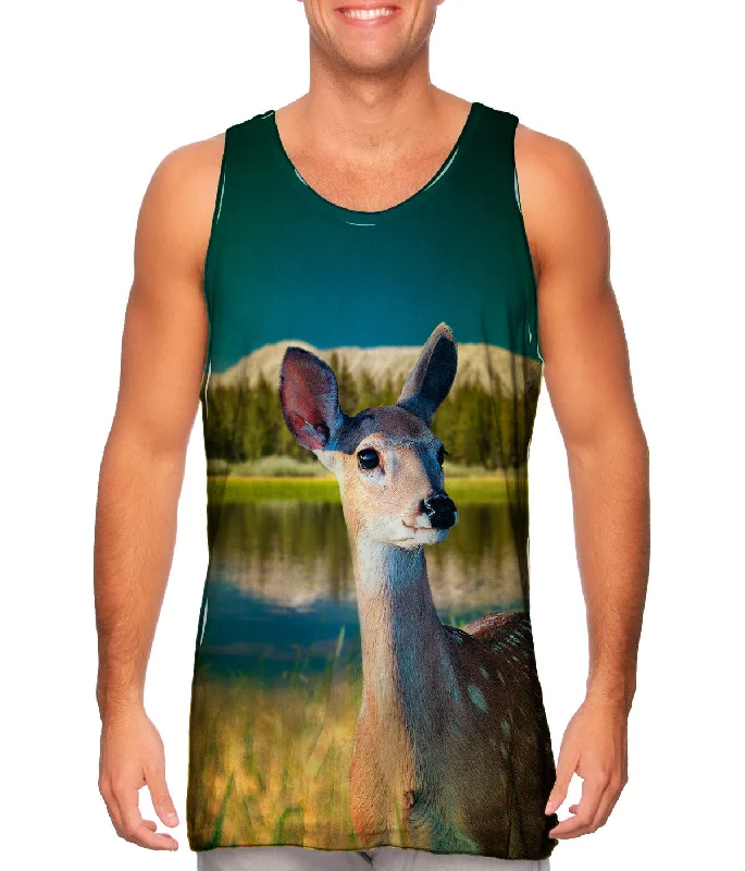 V - Neck Women's Moisture - Wicking Tank Tops for RunningDeer Fawn Fields