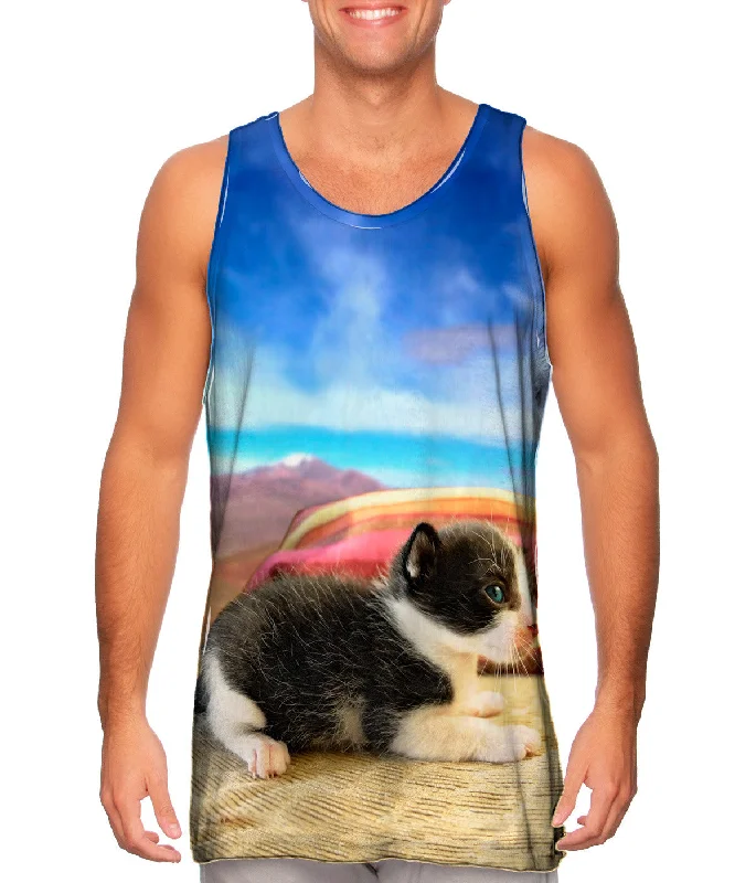 Scoop Neck Women's Linen Blend Tank Tops for SummerDesert Kitten