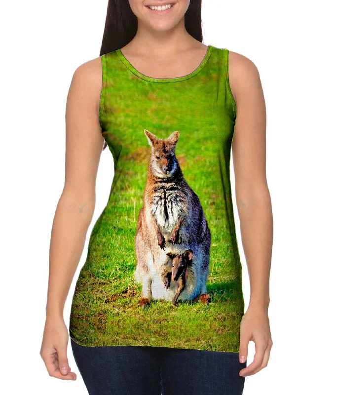 Plus Size Women's Side - Slit Tank Tops in Metallic ShadesDevoted Mom Kangaroo