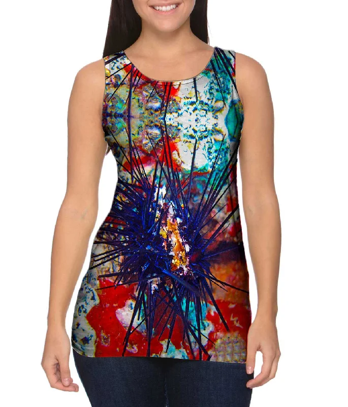 Women's Cropped Tank Tops with Vintage Band LogosDiadema Antillarum Abstract Urchin Underwater Women's Cropped Tank Tops with Vintage Band LogosDiadema Antillarum Abstract Urchin Underwater
