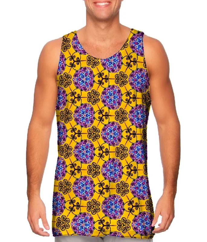 Women's Button - Down Tank Tops in Striped PatternsDiamond Golden Gates Pattern